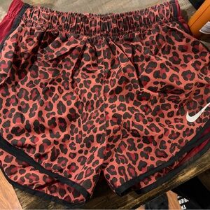 Nike Maroon Cheetah print Dri-FIT Athletic shorts with White Swoosh